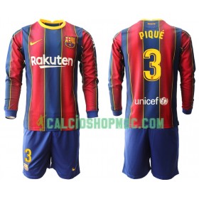 FC Barcellona PIQUE 3 Bambino Maglia Prima 2020/2021 Manica Lunga (+ Pantaloncini)